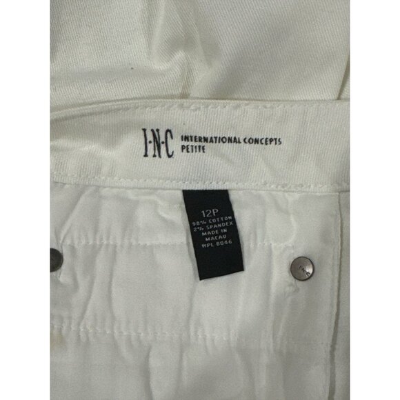 INC White Embroidered Flare Jeans Womens Petite 12P Stretch Comfort Wide leg - Picture 9 of 10